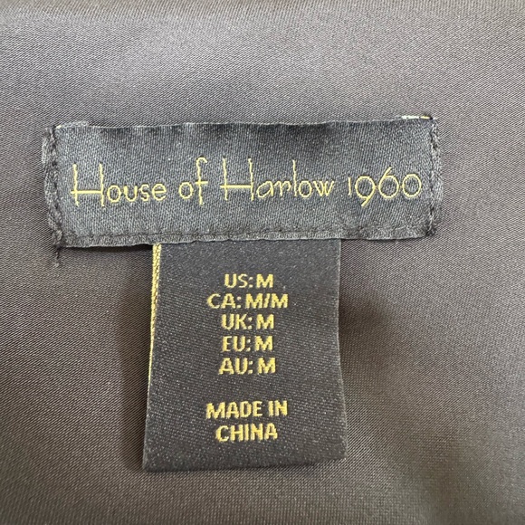 House Of Harlow 1960 x Revolve Black Satin Braided Strap Slip Mini Dress Medium - Picture 5 of 14